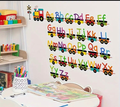 Vinilo Decorativo Abecedario Tren Infantil