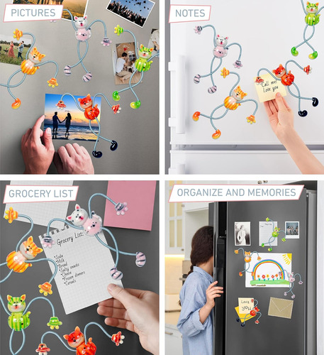 Juego De 4 Imanes Elásticos Multicolor Para Refrigerador
