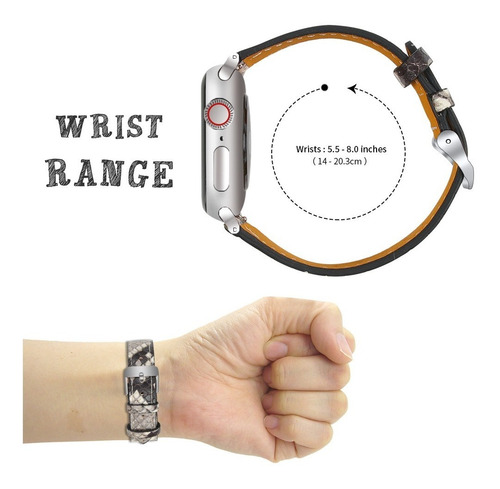 Imagen 3 de 5 de Malla Cuero Genuino Apple Watch Reptil