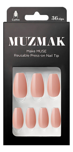 Muzmak - Uñas Press On Faded Brown Coffin 36 U.