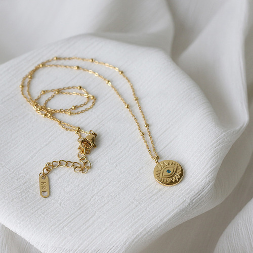 Collar Redondo Con Forma De Moneda Dorada Con Forma De Ojo D