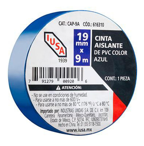 Cinta Aislante 19 Mm X 9 M Azul Azul
