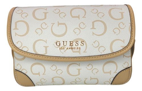 Bolsa Guess Hg961624 Nueva 100 % Original Con Etiqueta Blanco Estampado Oro Blanco