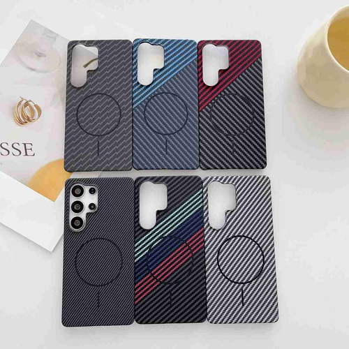 Funda Protectora Magsafe De Fibra De Carbono Sin Bordes Para Samsung Note 10plus 20ultra S22 S23 S24 S25 Plus Ultra