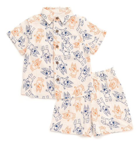 Set De Ropa Bluey Bingo Para Niños Pequeños Y Pantalones Cor