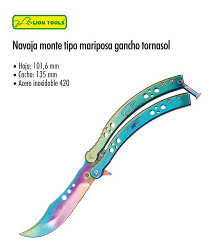 Imagen 1 de 1 de Navaja Monte Tornasol Tipo Mariposa Lion Tools 9570