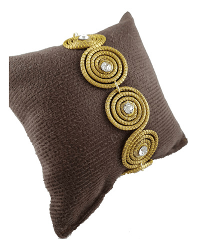 Pulseira Feminina De Capim Dourado Artesanal Strass Banhada