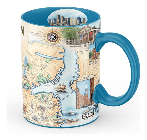 Xplorer Maps Boston Map Taza De Cerámica (grande 16 Oz) Taza