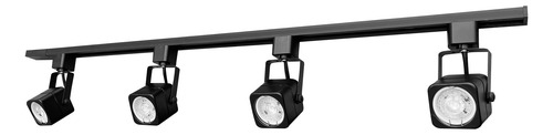 Trilho Eletrificado 1m + 4 Spot Quadrado Mr16 Gu10 C Lâmpada