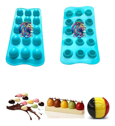 Molde Silicon 15 Mini Bolitas Semi Esferas Chocolates Hielos Color Sorpresa