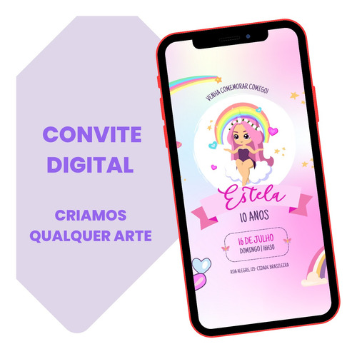 Convite Digital De Aniversário Para Whatsapp  Personalizado