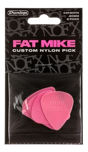 Puas Jim Dunlop 44p 0.60fm Fat Mike Custom Nylon Pack X 6