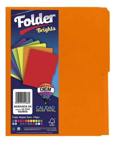 Folder Diem Neon Naranja 06 Tamaño Carta