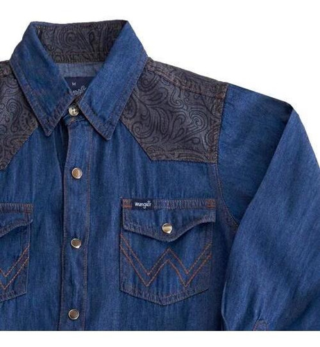 Imagen 3 de 3 de Camisa Vaquera Wrangler Juniors Manga Larga G401