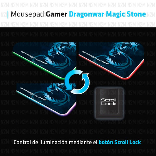 Imagen 5 de 10 de Mouse Pad Gamer Magic Stone Luz Rgb 36x26cm Juegos Dragonwar