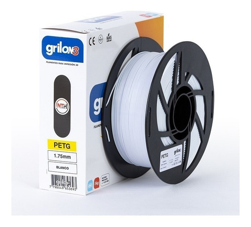 Filamento 3D PETG Grilon3 de 1.75mm y 1kg blanco