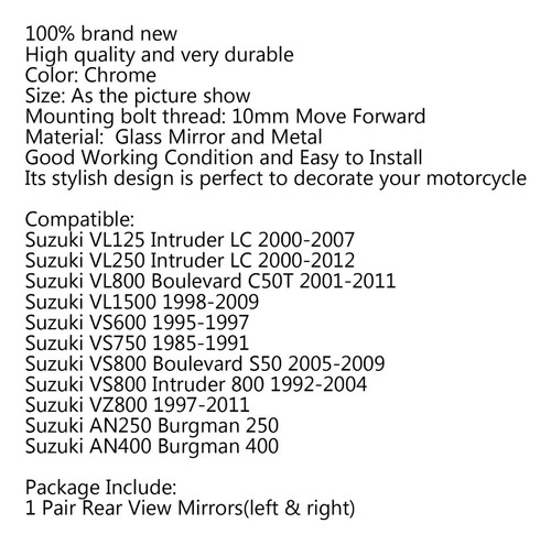 X Retrovisores Retrovisores Para Suzuki Vl800 Vl1500