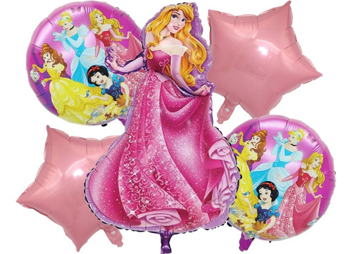 Pack 5 Globos Metalizados Princesa Aurora Tamaño 82x50 