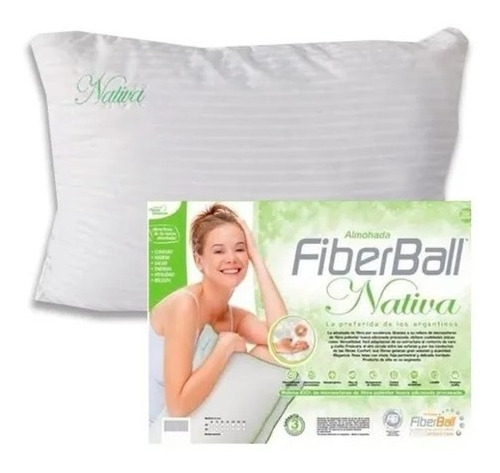 Almohada Nativa Fibra Siliconada C/faja Suave Lavable 70x40