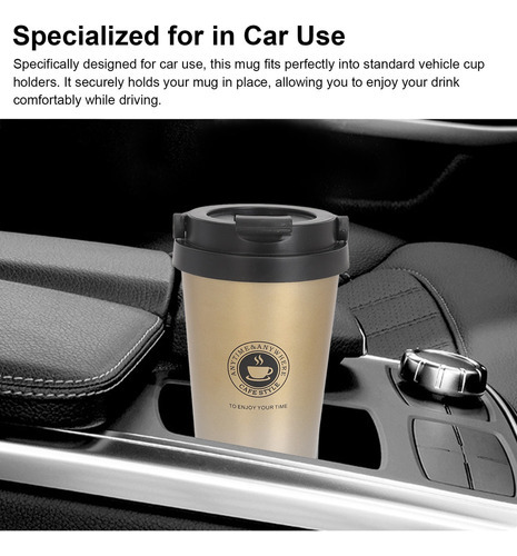 Taza Café Aislada Con Tapa Acero Inoxidable Amarillo 500ml