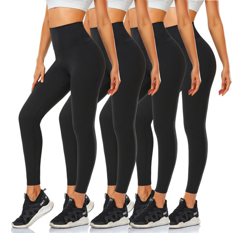 Paquete De 4 Leggings Para Mujer, Levantamiento De Gluteos,