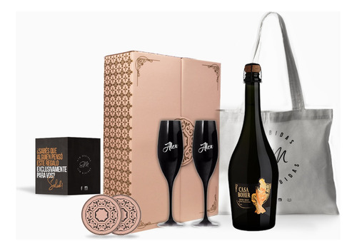 Box Champagne Casa Boher Copas Negras Grabadas