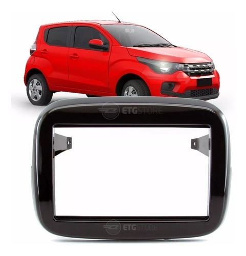 Moldura De Dvd 2 Din Para Fiat Mobi 2016 2017 Black Piano