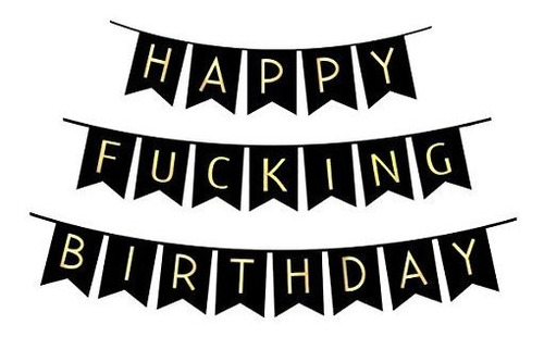 Feedingy Black Happy Fucking Birthday Bunting Banner