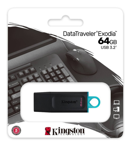 Pendrive Kingston Datatraveler Exodia Dtx/64 64gb 3.2 Gen Color Negro