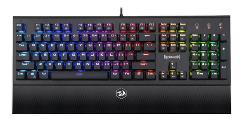 Teclado gamer Redragon Aryaman K569 QWERTY Outemu Red inglês US cor preto com luz RGB