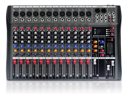 Mesa Som 12 Canais Mixer Misturador Audio Bluetooth Usb Menor preço em Mesa Som 12 Canais Mixer Misturador Audio Bluetooth Usb