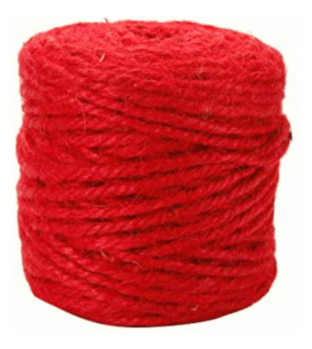 Mylin Cordón Yute Decorativo Color Rojo, 5mm, 3 Cabos, 50