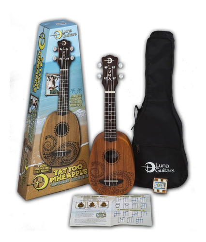 Luna Caoba Serie Tatuaje Soprano Ukelele Natural