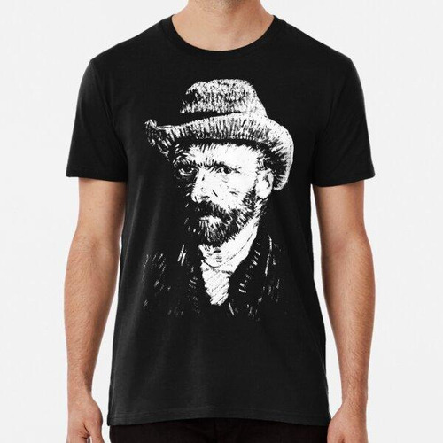 Remera Van Gogh - Blanco Sobre Negro Algodon Premium