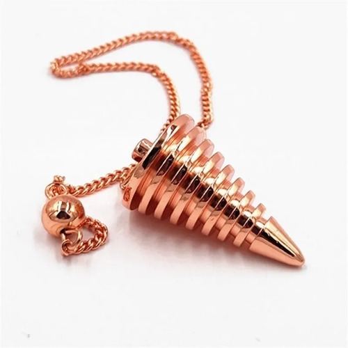 Pendulo Con Cadena Mod. Piramide Cobre Rosado