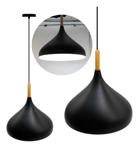 Lampara Colgante Minimalista Entrada E27 Kiss Negro Deco