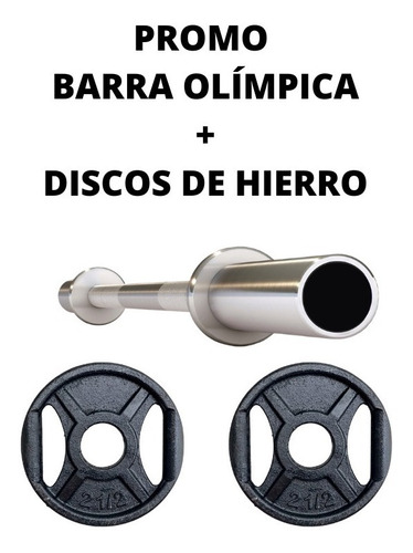 Promo: 1 Barra Olimpica 20kg + 100kg En Discos De Hierro