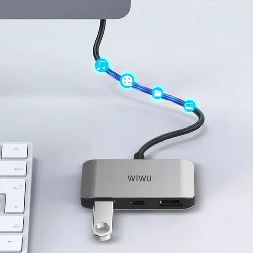 Wiwu Alpha C2h Hub 3 En 1 Usb-c Usb 3.0 Hdmi Gray _ap