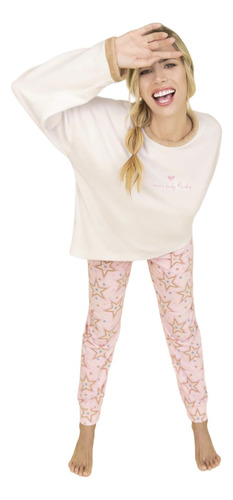 Pijama Manga Larga Pantalón Largo Polar Lovely So Pink 11673