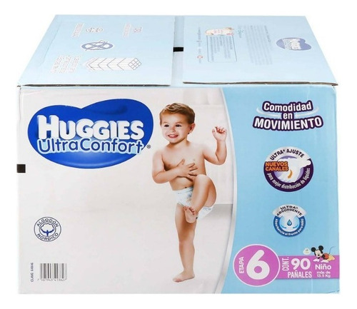 Pañales Huggies Ultraconfort Etapa 6 90 Pzas Talla Niño