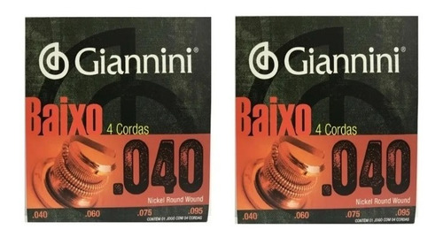 Encordoamento Giannini Para Baixo 4 Cordas 040 2 Unidades