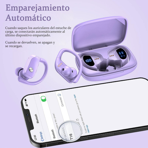 Occiam T17 Audífonos Inalámbricos Bluetooth Oreja Colgante Color Violeta