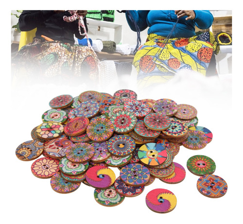 Botones De Colores, 100 Unidades, De Madera, Estilo Europeo,