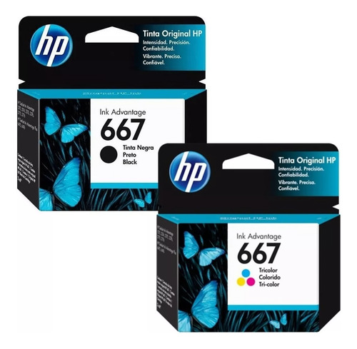 Cartuchos Hp 667 Originales De Tinta Negra Y Color Imp 2374