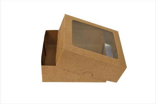 Imagem 8 de 8 de Caixa Para Presente Kraft 12x12x4 Visor - 20 Unidades