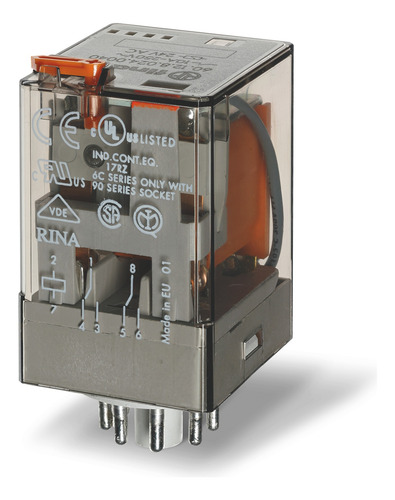Rele Industrial Serie 60 2p. 10 A. Bob. 230 Vca. Finder.