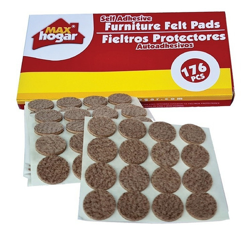 Imagen 2 de 5 de Caja 176und Fieltro Protector Adhesivo Ø1in Marrón Max Hogar