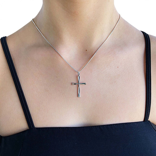 Pingente Joia Em Prata 925 Cruz Diamantada Cor Prateado