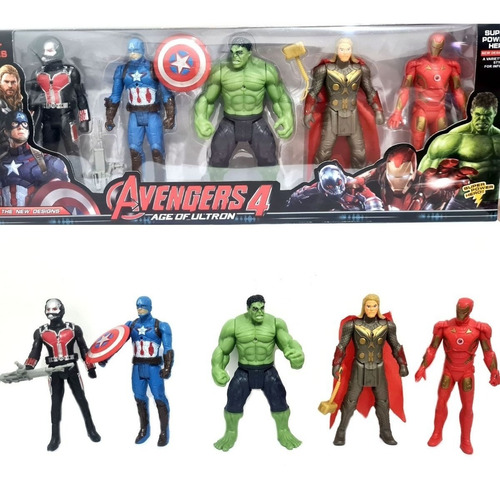 Kit Bonecos Vingadores Heróis - 5 Bonecos 15 Cm Articulados