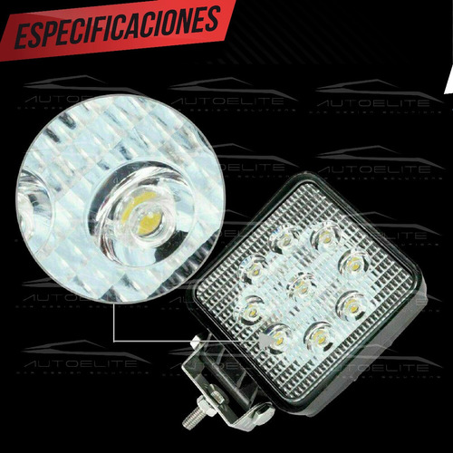 Imagen 5 de 10 de 2 Faros Led Cree Barra 9 Led 27w Cuadrados Jeep 4x4 Off Road